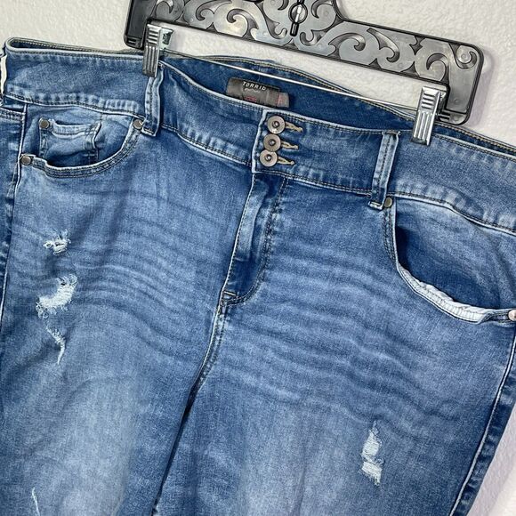 Torrid Premium Blue Denim Crop Cuffed Jegging Jeans Size 26R - Picture 8 of 16